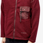 And Wander Men's Re Wool Jacquard Zip Fleece Jacket in Bordeaux