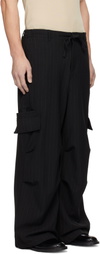 Youth Black Strap Wide Cargo Pants