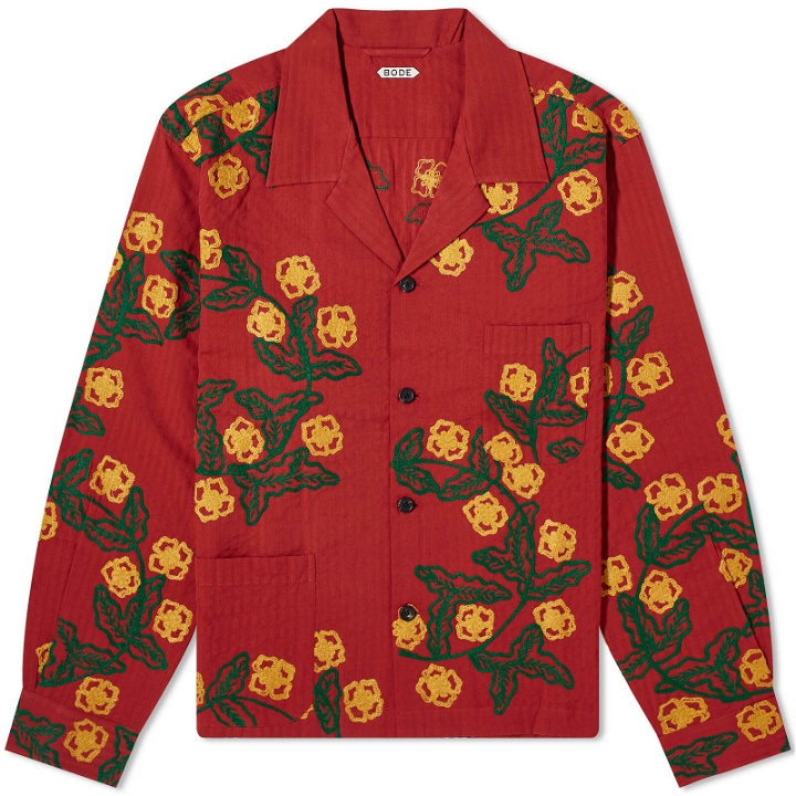 Photo: Bode Men's Marigold Wreath Shirt Jacket in Red