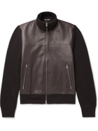 TOM FORD - Panelled Leather and Merino Wool Blouson Jacket - Brown