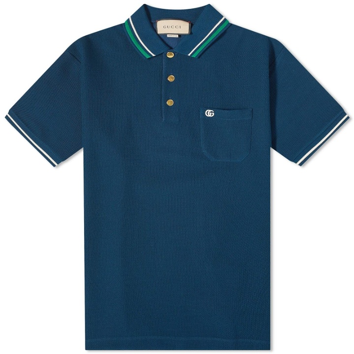 Photo: Gucci Men's Tipped Logo Polo Shirt in Ink