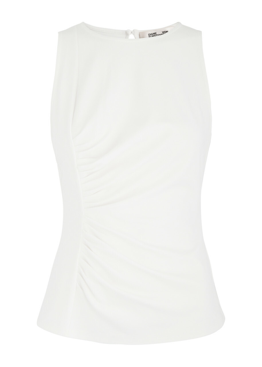 Diane Von Furstenberg Poseidon Gathered Stretch-jersey Tank Ivory