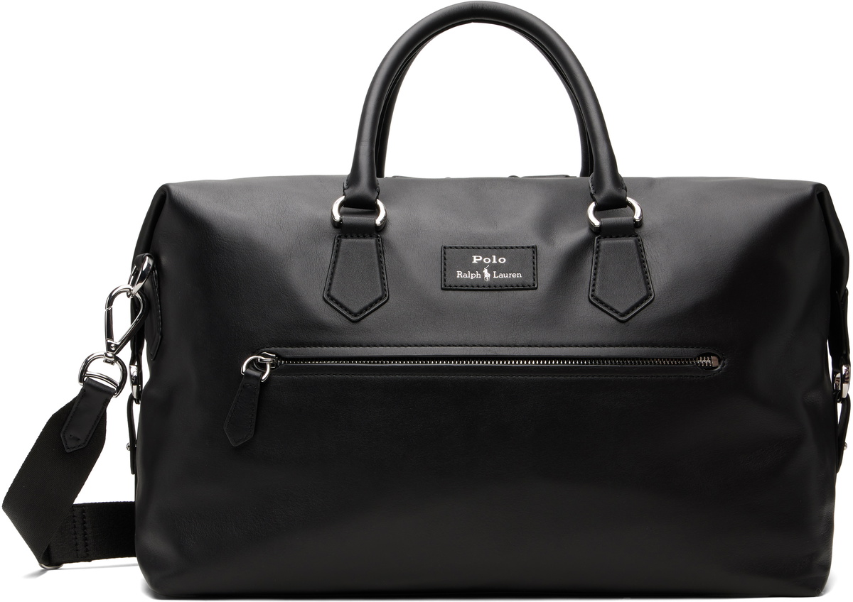 Polo Ralph Lauren Black Smooth Leather Duffle Bag