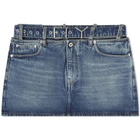 Y-Project Women's EVERGREEN Y BELT DENIM MINI SKIRT in Evergreen/Vintage Blue