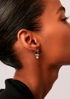 Missoma Button Pearl Rhodium-plated Hoop Earrings - Silver - One Size