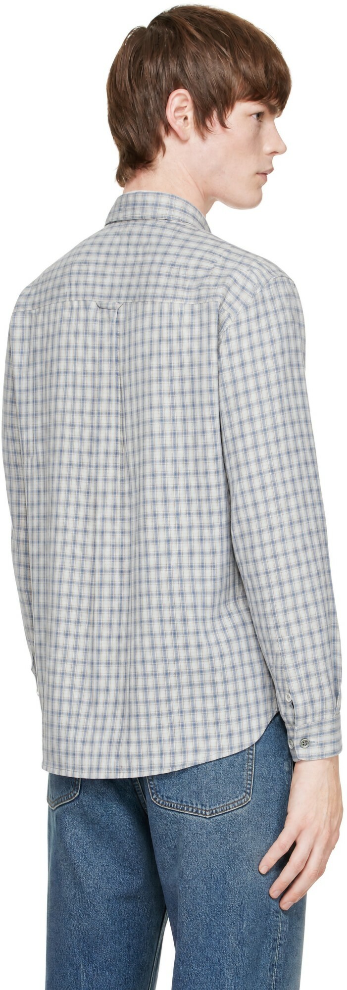 COOR Blue Cotton Tartan Check Shirt