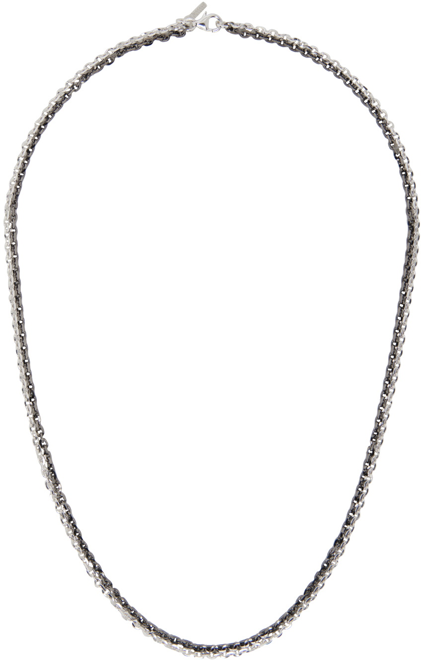 Emanuele Bicocchi Silver & Gunmetal Double Necklace