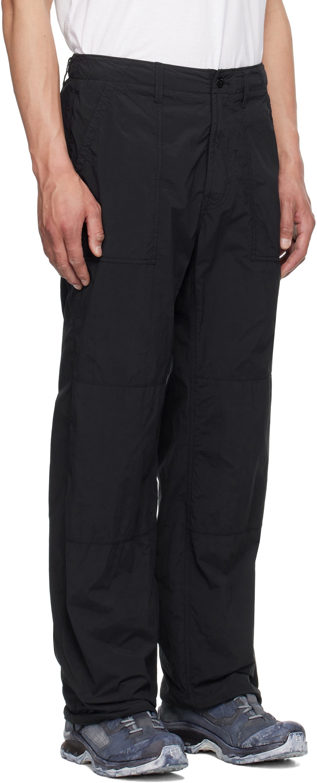 Stone Island Black Nylon Smerigliato Ghost Trousers Stone Island