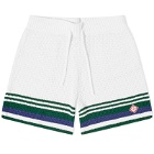 Casablanca Men's Crochet Tennis Shorts in White/Green