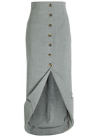 A.W.A.K.E Mode Jacket-collar Darted Woven Midi Skirt Grey