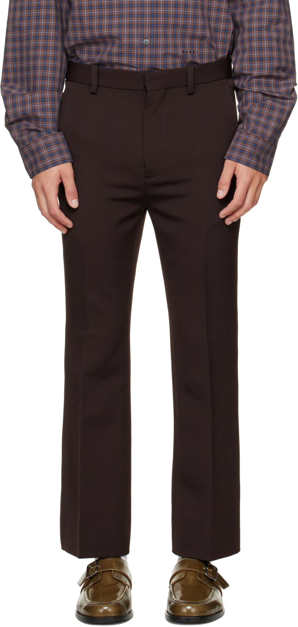 Marni Brown Regimental Wool Trousers
