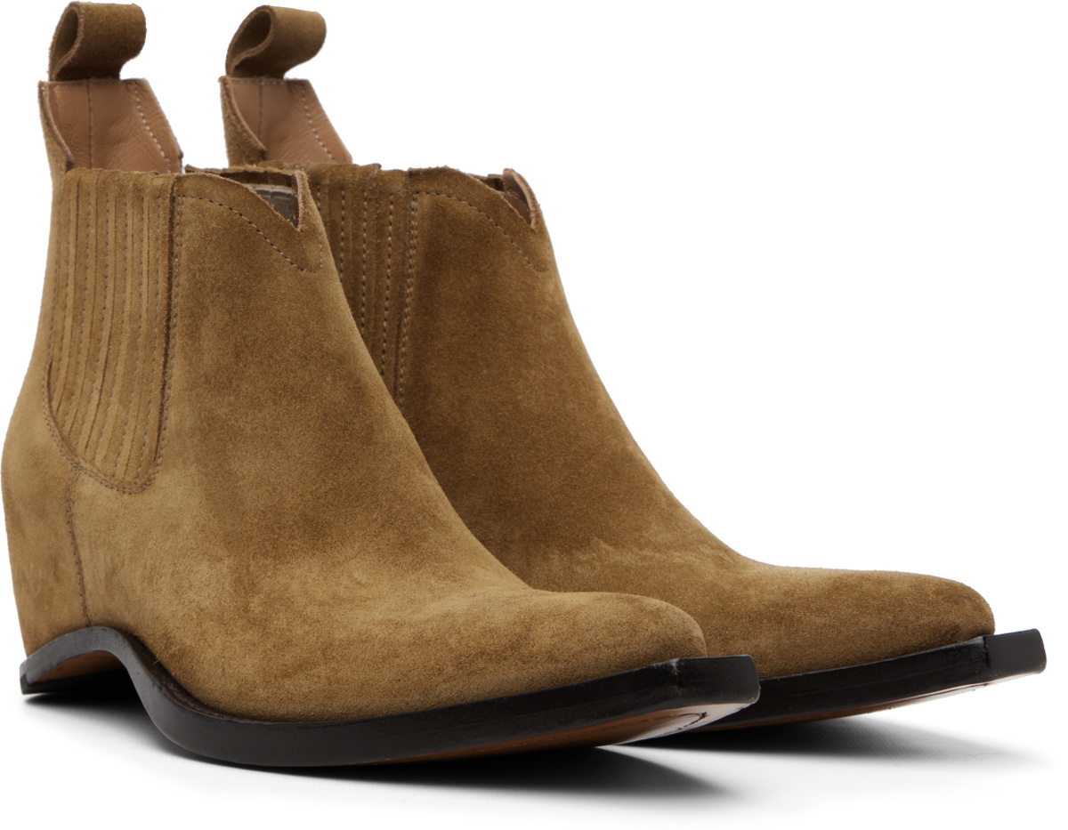 Maison Margiela Tan Heel-Less Western Chelsea Boots