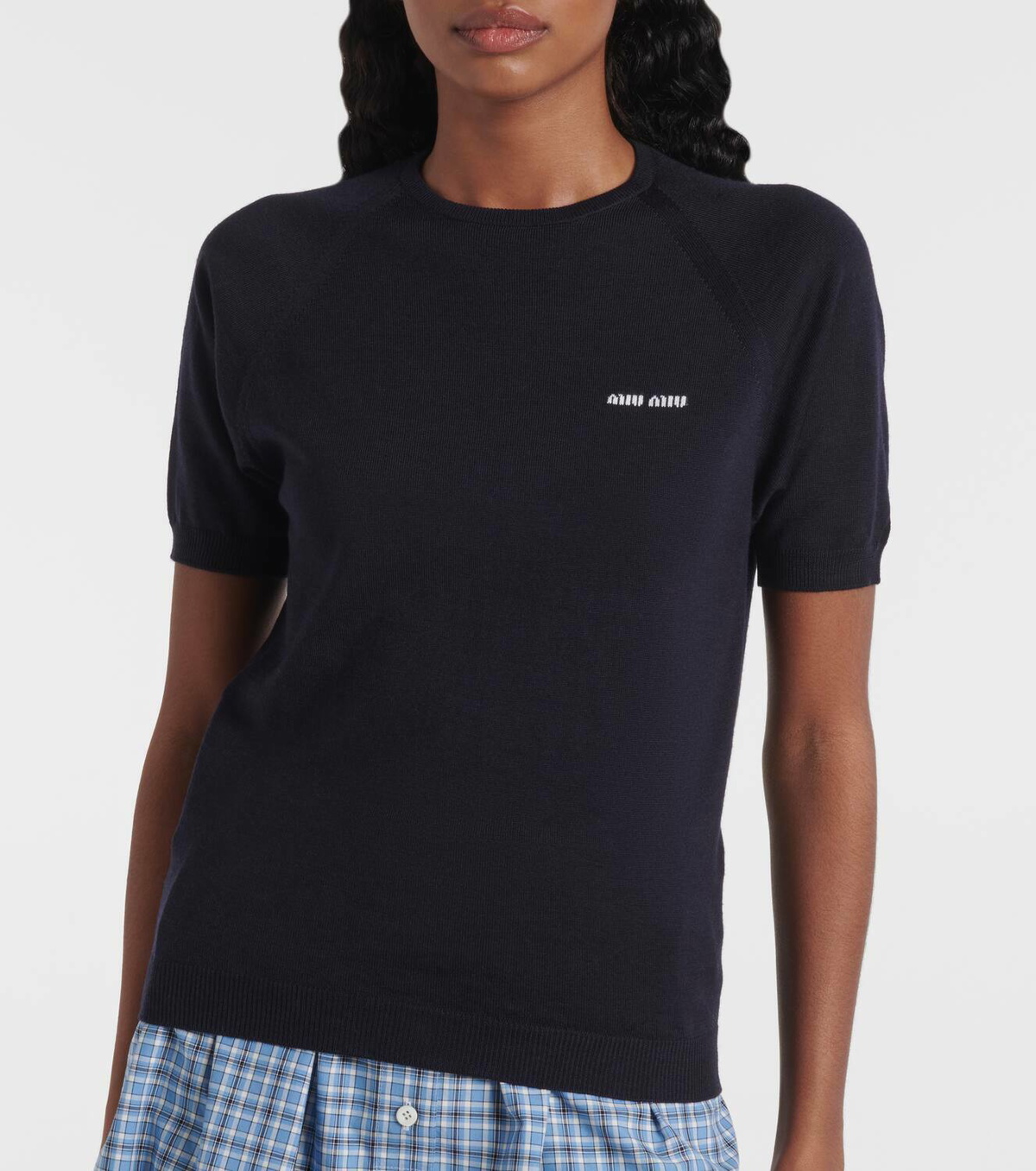 Miu Miu Ribbed-knit virgin wool top Miu Miu