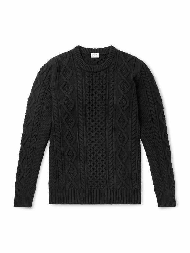Photo: Ghiaia Cashmere - Pescatore Cable-Knit Wool Sweater - Black