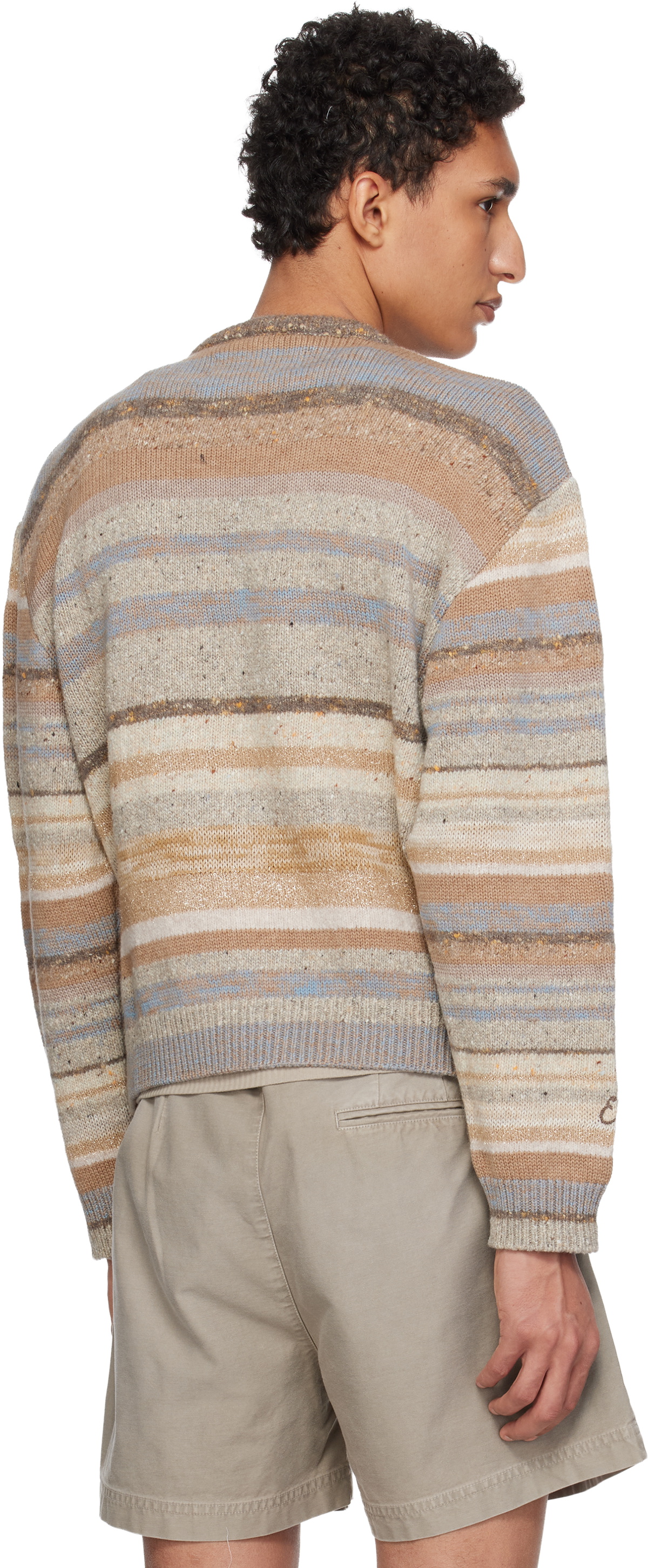 ERL Brown Striped Knit Crewneck