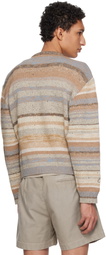 ERL Brown Striped Knit Crewneck