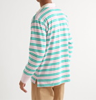 Drake's - Twill-Trimmed Striped Cotton-Jersey Polo Shirt - Pink