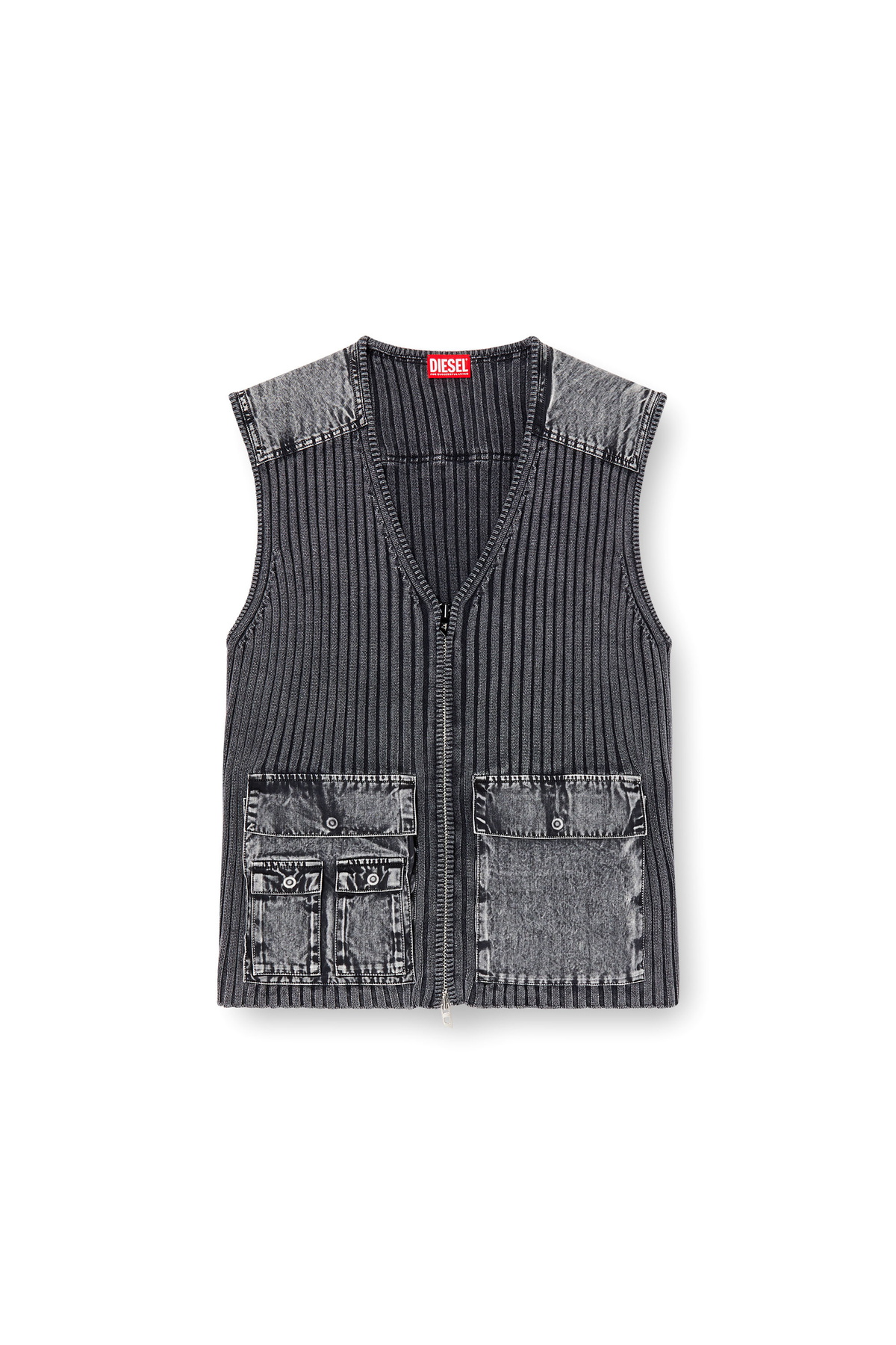 Diesel Utility vest with contrast panels - Knitwear Mens in Grey
