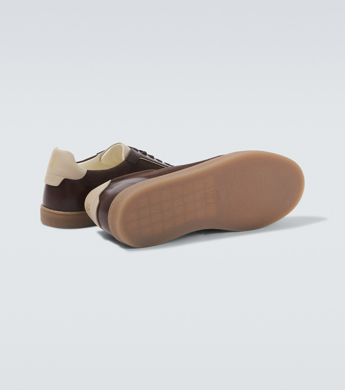 Brunello Cucinelli Leather-trimmed suede sneakers