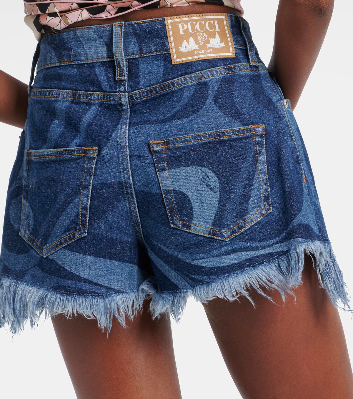 Pucci Marmo fringed denim shorts