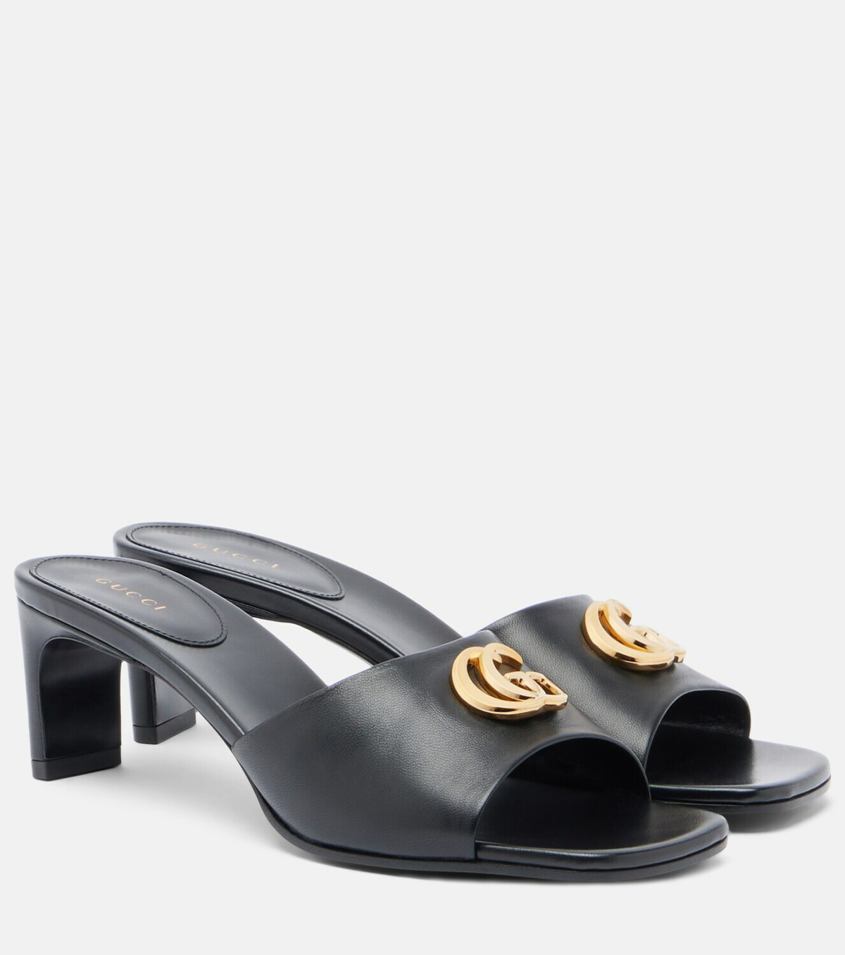 Gucci Double G leather mules