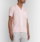 120% - Camp-Collar Garment-Dyed Linen Shirt - Pink