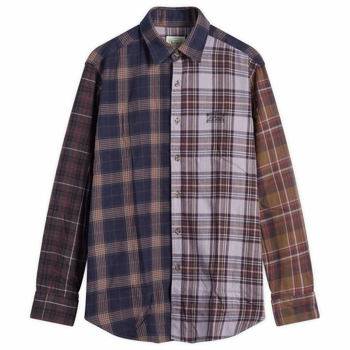 Aries Men's Overdyed Patchwork Shirt in Purple