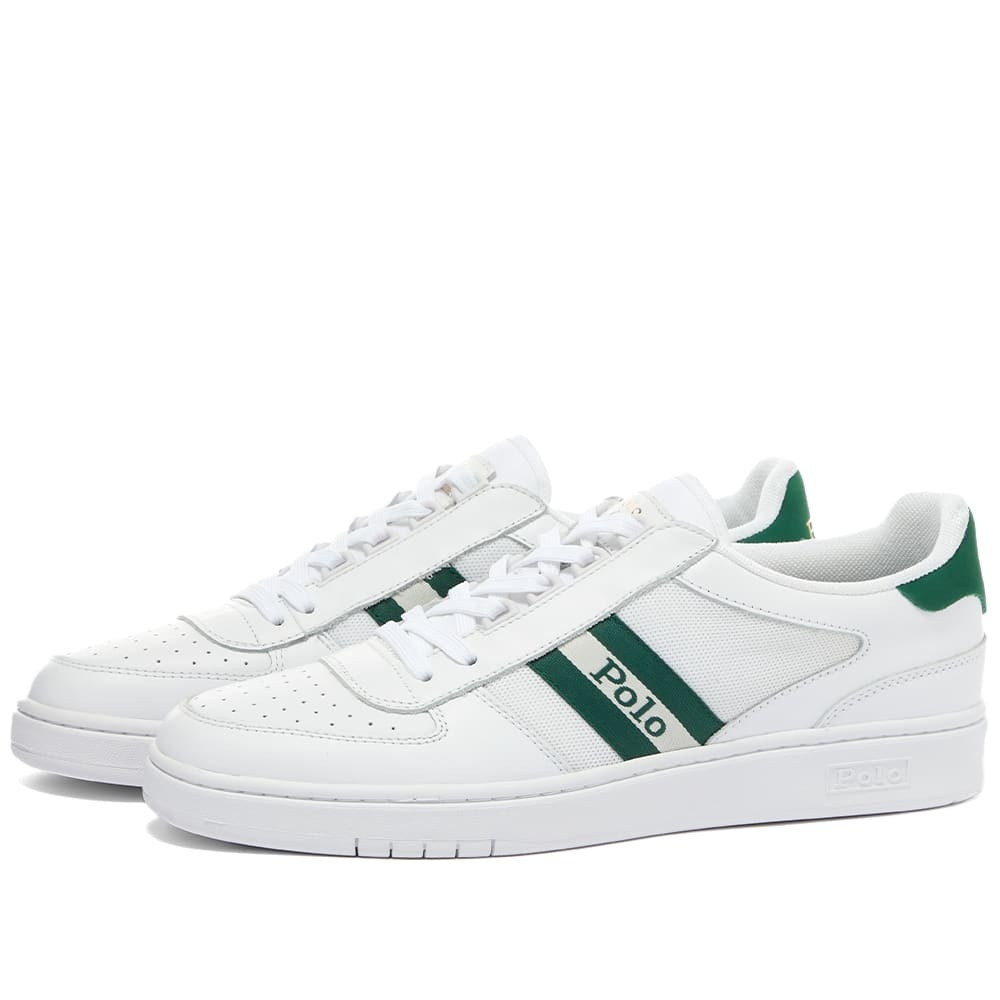 Photo: Polo Ralph Lauren Men's Court Low Top Sneakers in White/Forest