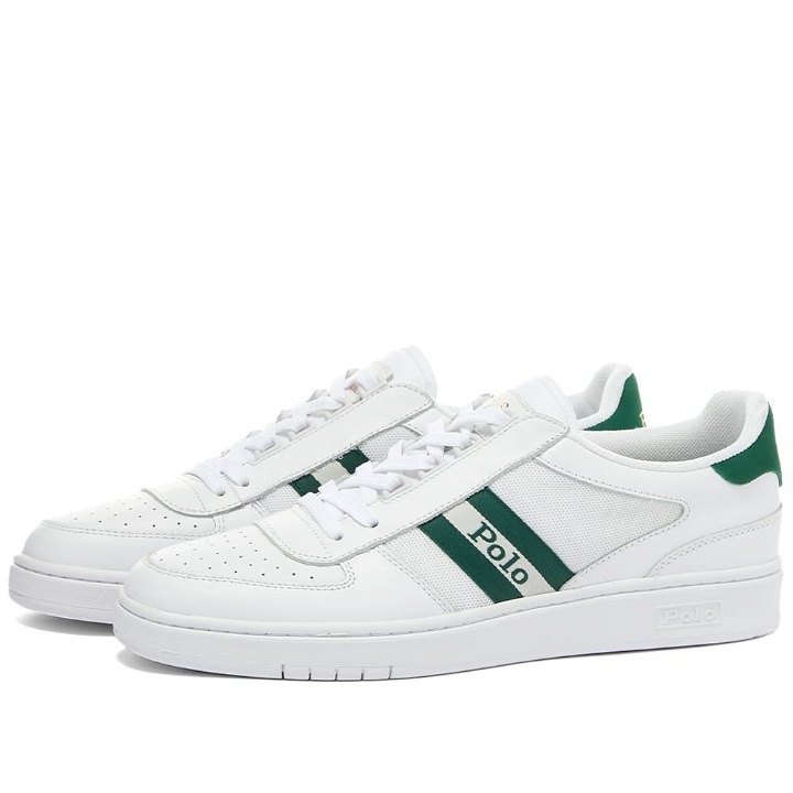 Photo: Polo Ralph Lauren Men's Court Low Top Sneakers in White/Forest