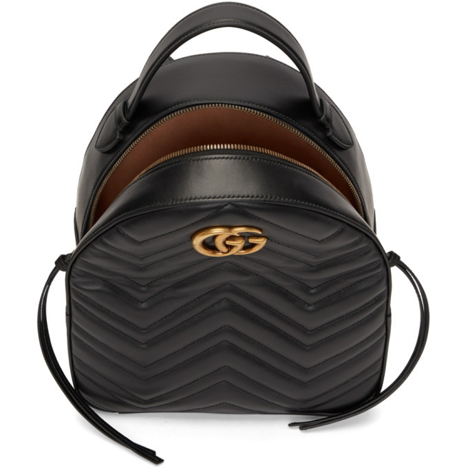 Gucci Black GG Marmont Quilted Chevron Backpack Gucci