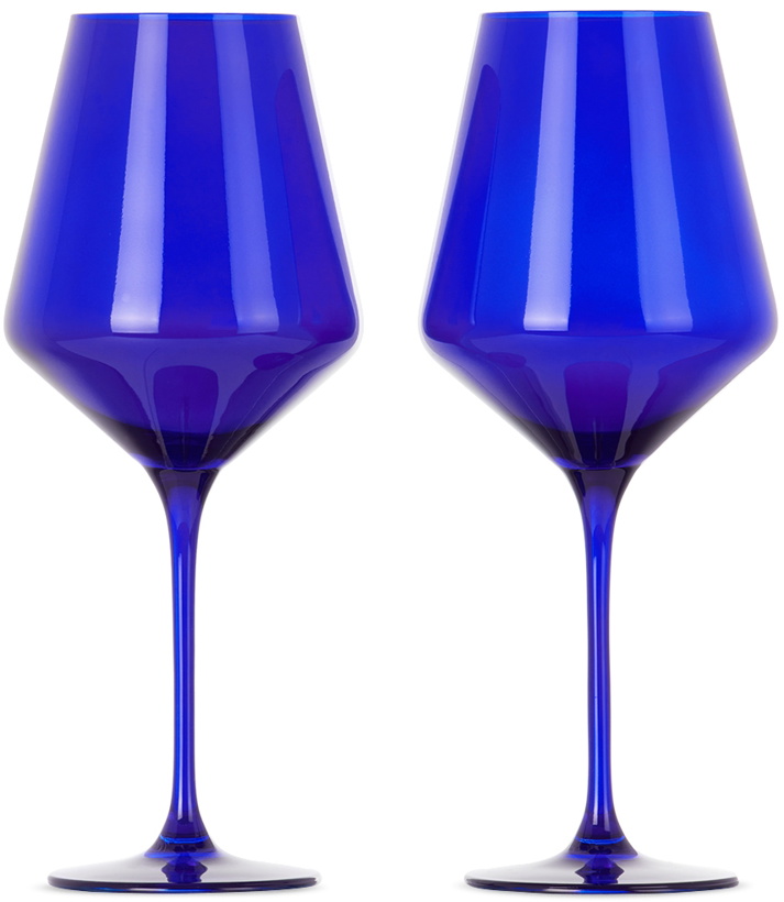 Photo: Estelle Colored Glass Blue Wine Glass Set