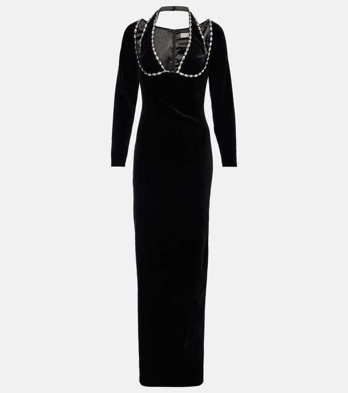 rasario black and white dress Draped velvet and satin mini dress with voluminous sleeves 42 (FR) / Black/White main image 1