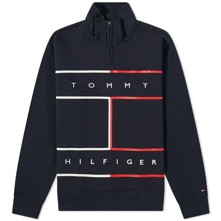 Photo: Tommy Jeans Men's Larger RWB Flag Half Zip Sweat in Desert Sky