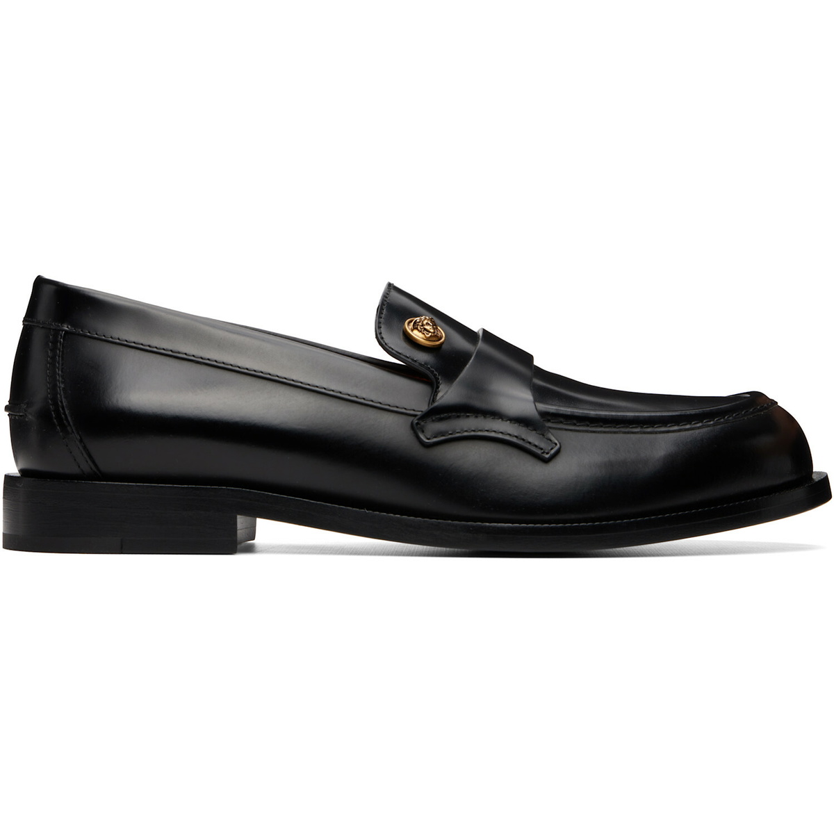Versace Black Manu Leather Loafers