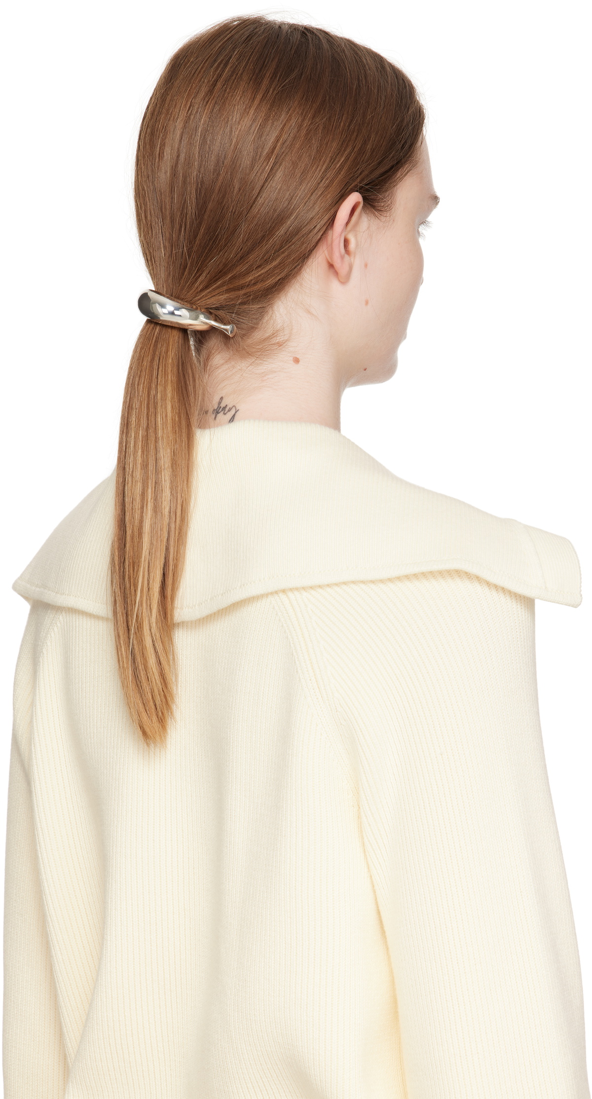 Bottega Veneta Silver Ellipse Hair Pin