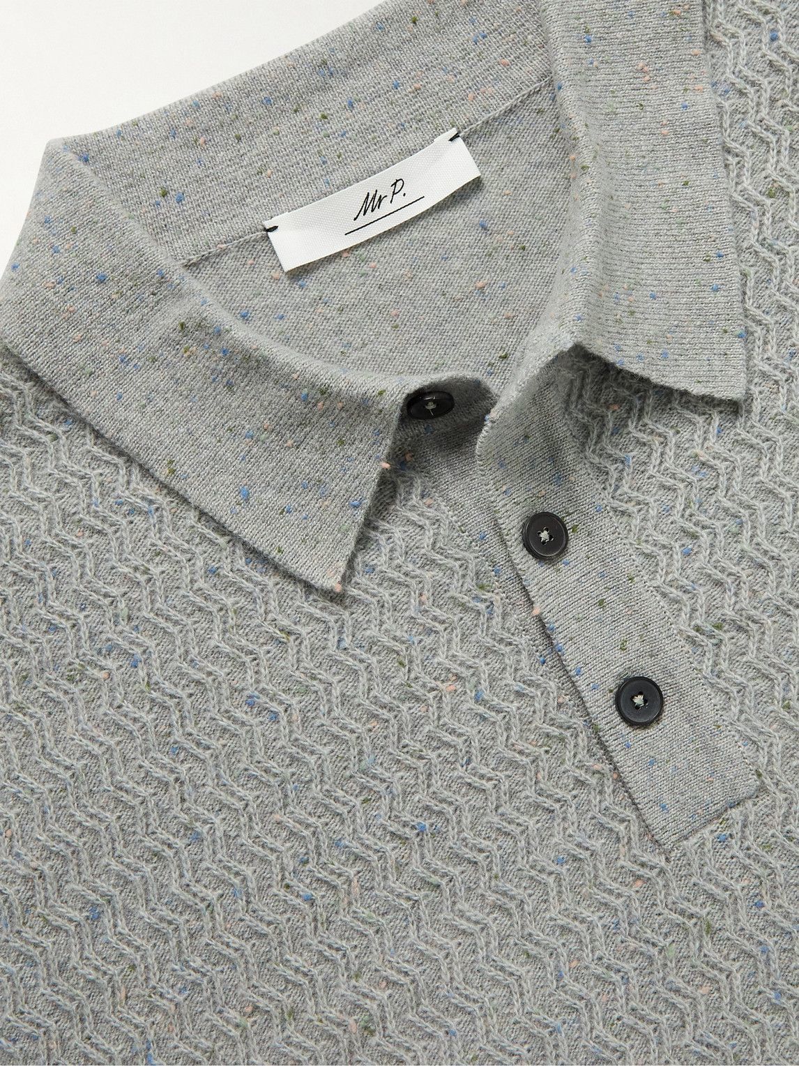 Mr P. - Racking Stitch Donegal Wool Polo Shirt - Gray Mr P.