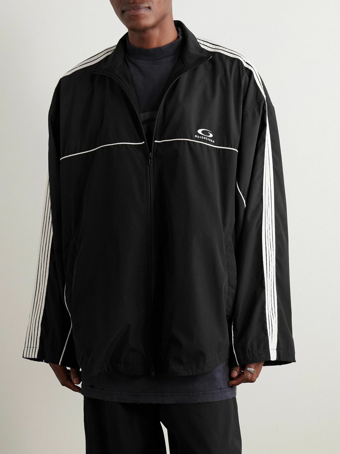Balenciaga - Oversized Striped Logo-Embroidered Recycled