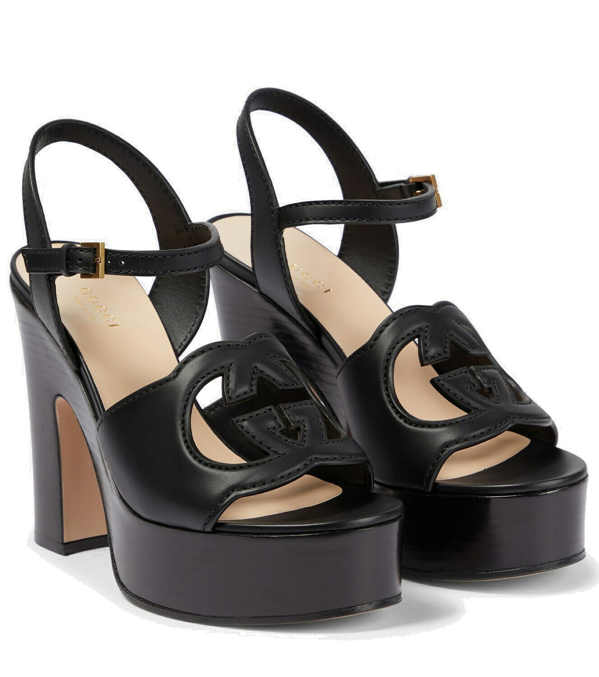 GUCCI★Interlocking G レザー ミュール ブラック 靴 レディース Women's slide sandal with Interlocking G in black leather