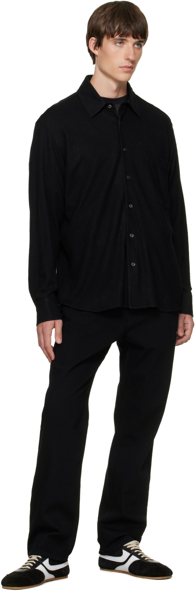 Solid Homme Black Wool Stitch Shirt