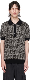 Balmain Black & Beige Monogram Polo