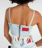 Alessandra Rich Distressed denim bustier