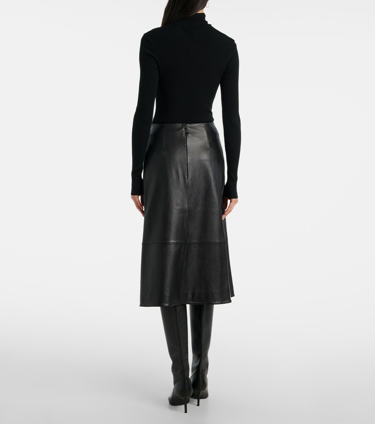 Yves Salomon Leather midi skirt