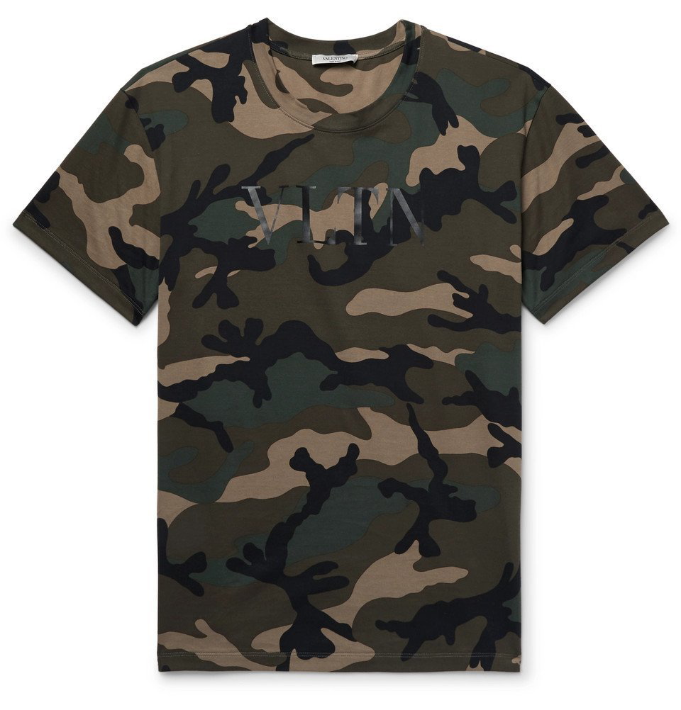 Valentino - Camouflage-Print Cotton-Jersey T-Shirt Men - Army Valentino