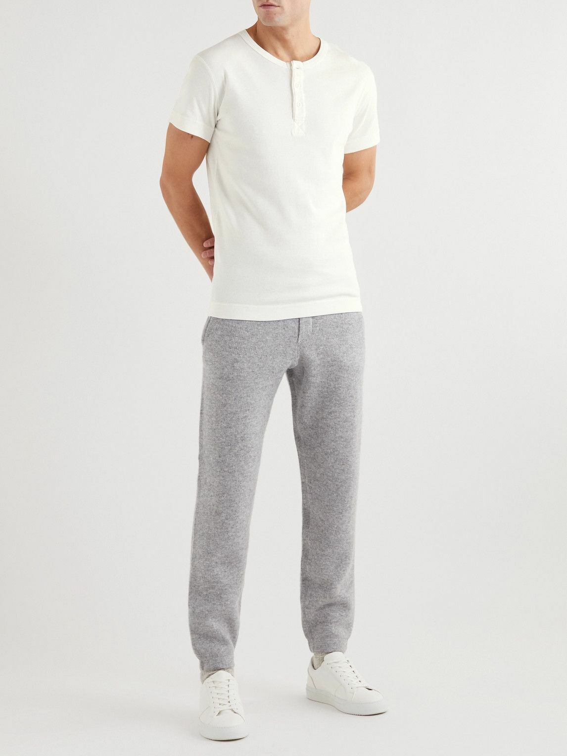 Hemen Biarritz - Luzien Organic Cotton-Jersey Henley Pyjama T-Shirt - White