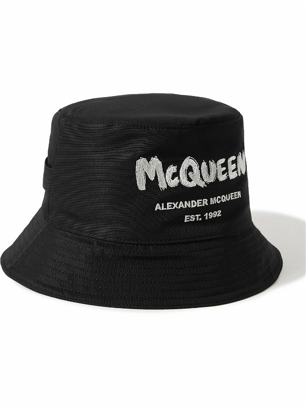 Photo: Alexander McQueen - Graffiti Logo-Embroidered Shell Bucket Hat - Black