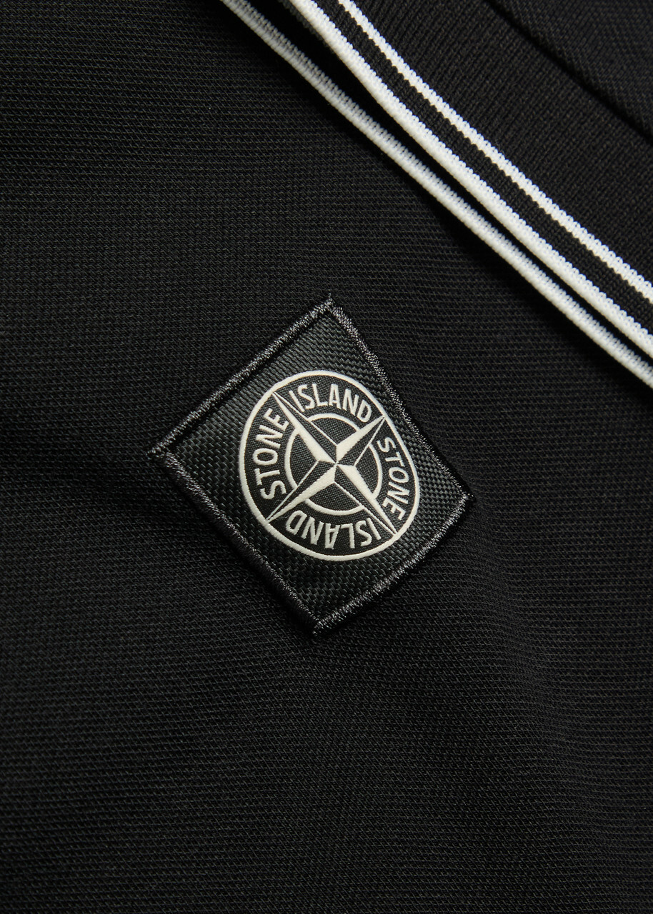 Stone Island Logo-appliquéd Piqué Cotton Polo Shirt Black