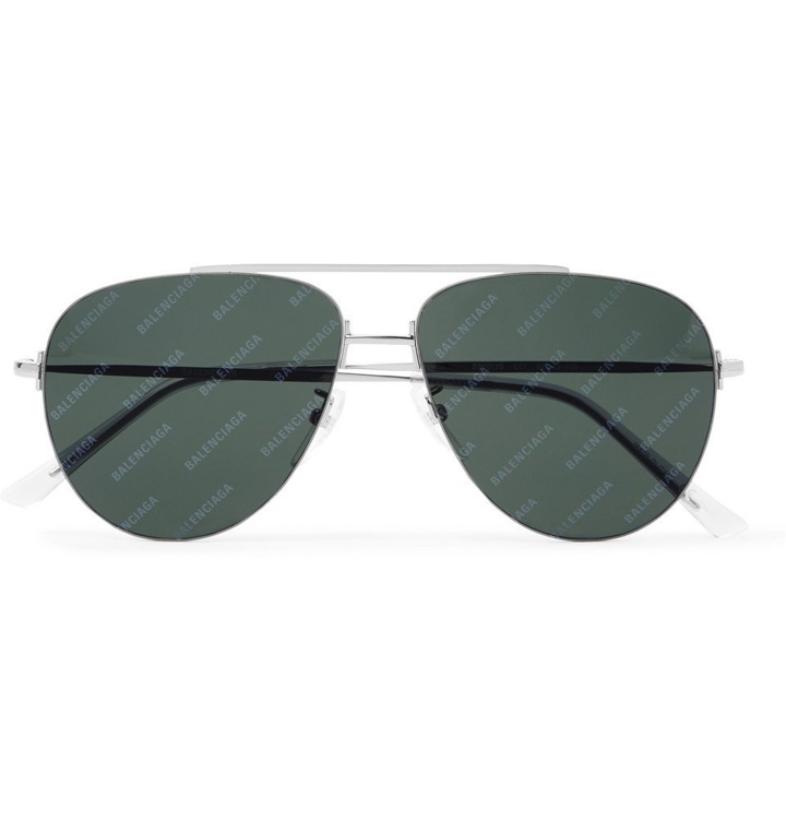 Photo: Balenciaga - Aviator-Style Logo-Print Silver-Tone Sunglasses - Gold