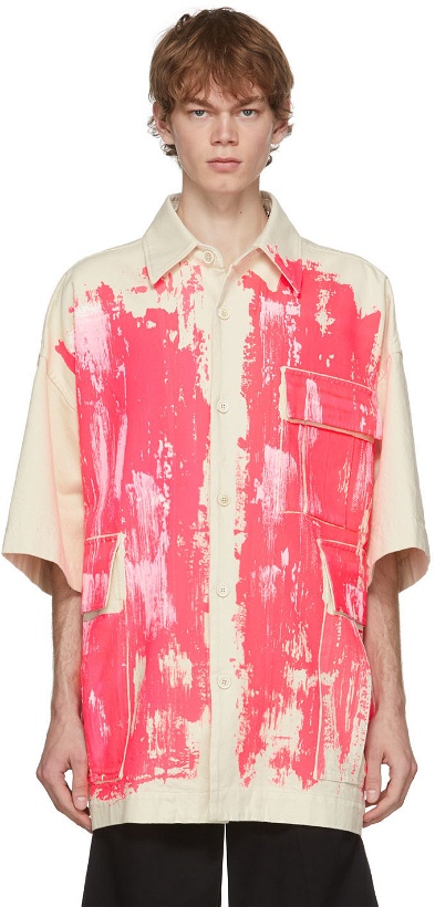 Photo: Marni Beige & Pink Canvas Painted Short Sleeve Shirt