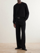 SAINT LAURENT - Waffle-Knit Cotton Sweater - Black