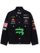 Balenciaga - Logo-Embroidered Printed Denim Trucker Jacket - Black